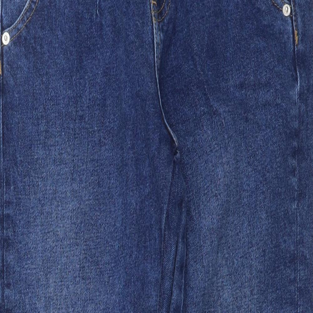 Marks and Spencer Girls Blue Cotton Straight Jeans Size 10-11 Years Regular Button