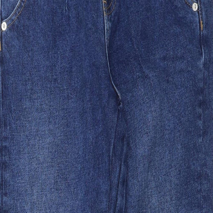 Marks and Spencer Girls Blue Cotton Straight Jeans Size 10-11 Years Regular Button