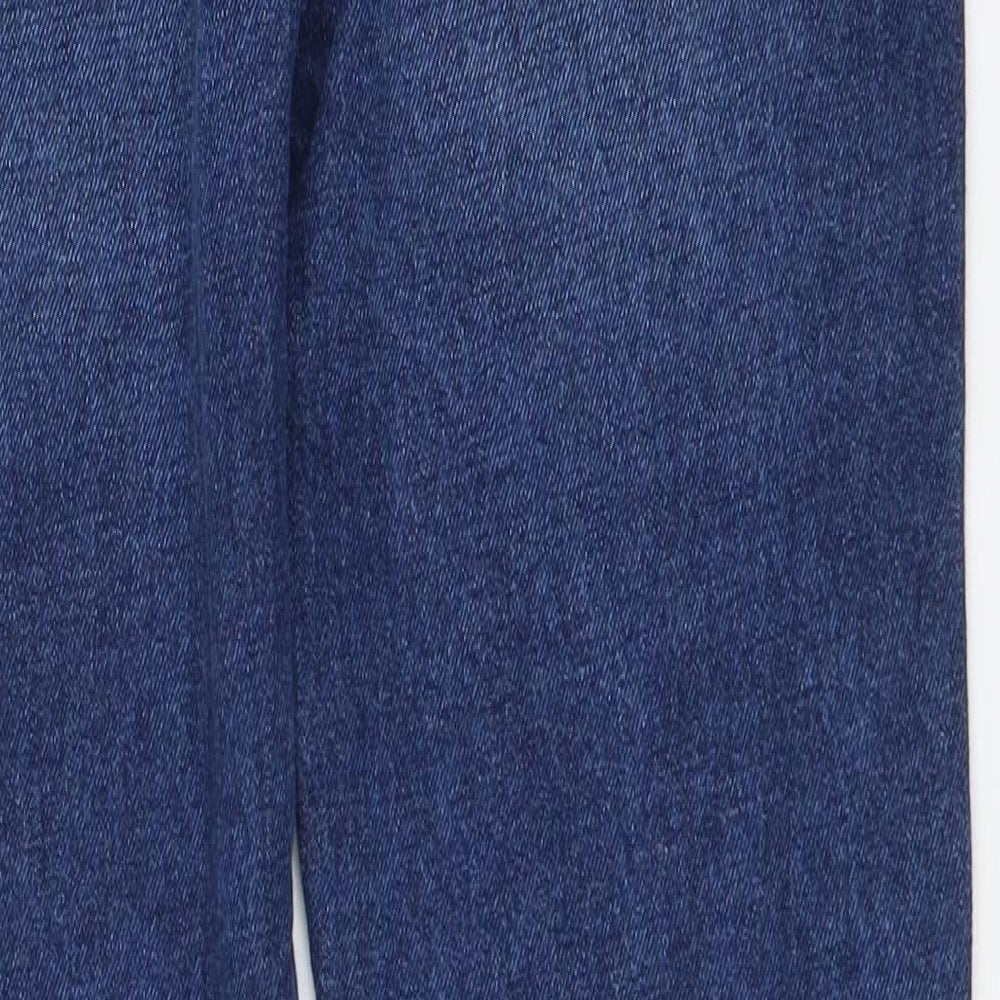 Marks and Spencer Girls Blue Cotton Straight Jeans Size 10-11 Years Regular Button