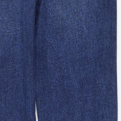 Marks and Spencer Girls Blue Cotton Straight Jeans Size 10-11 Years Regular Button