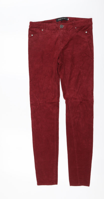River Island Womens Red Cotton Skinny Jeans Size 8 L29 in Regular Button