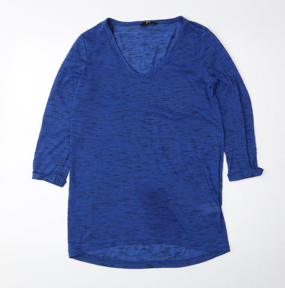 F&F Womens Blue Polyester Basic Blouse Size 8 V-Neck