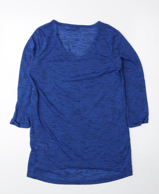F&F Womens Blue Polyester Basic Blouse Size 8 V-Neck
