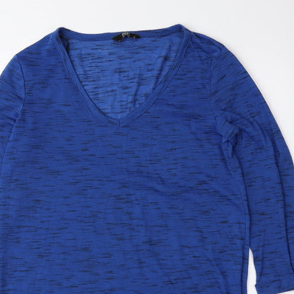 F&F Womens Blue Polyester Basic Blouse Size 8 V-Neck