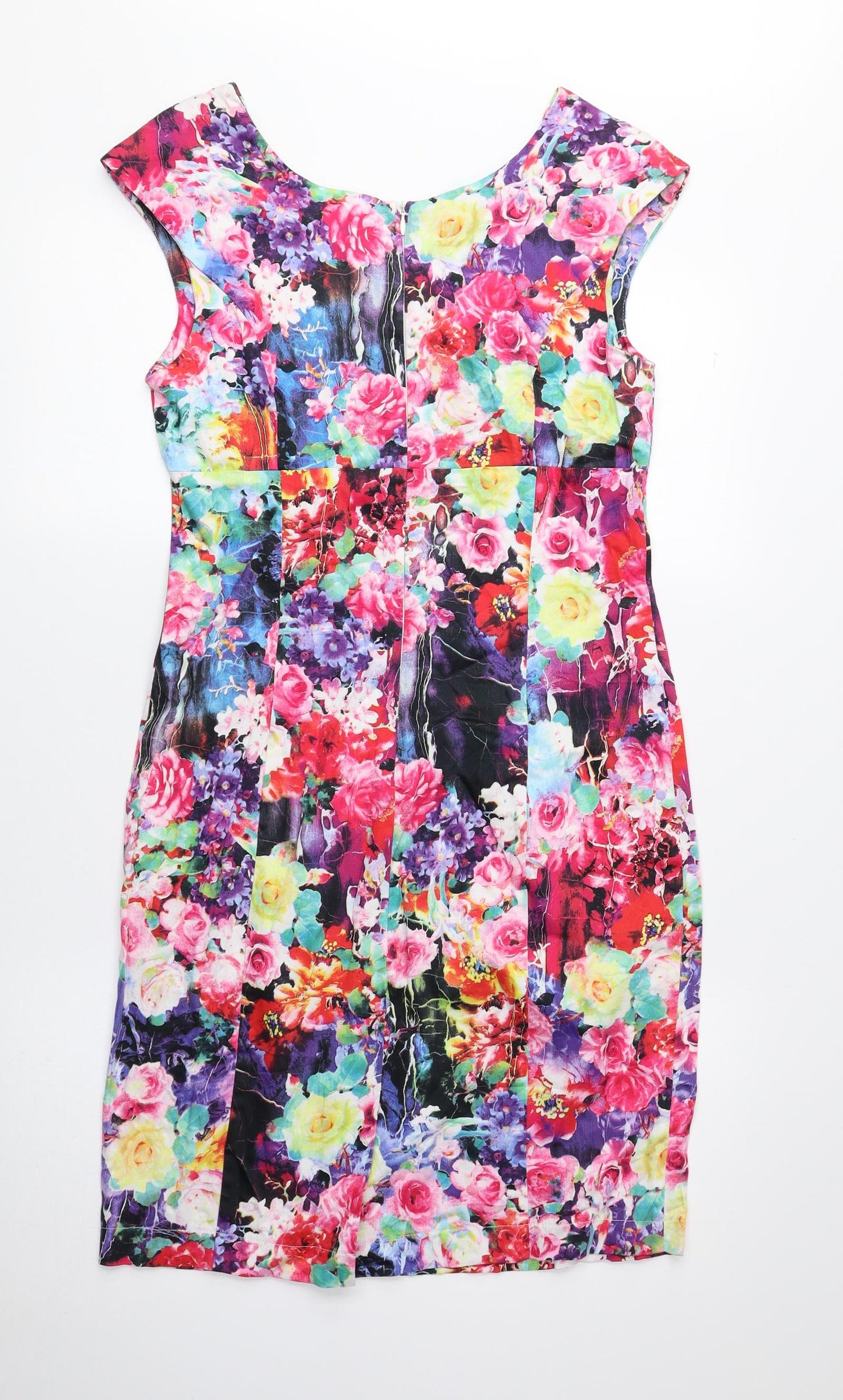 TANNER STREET Womens Multicoloured Floral Cotton A-Line Size 10 Round Neck Zip