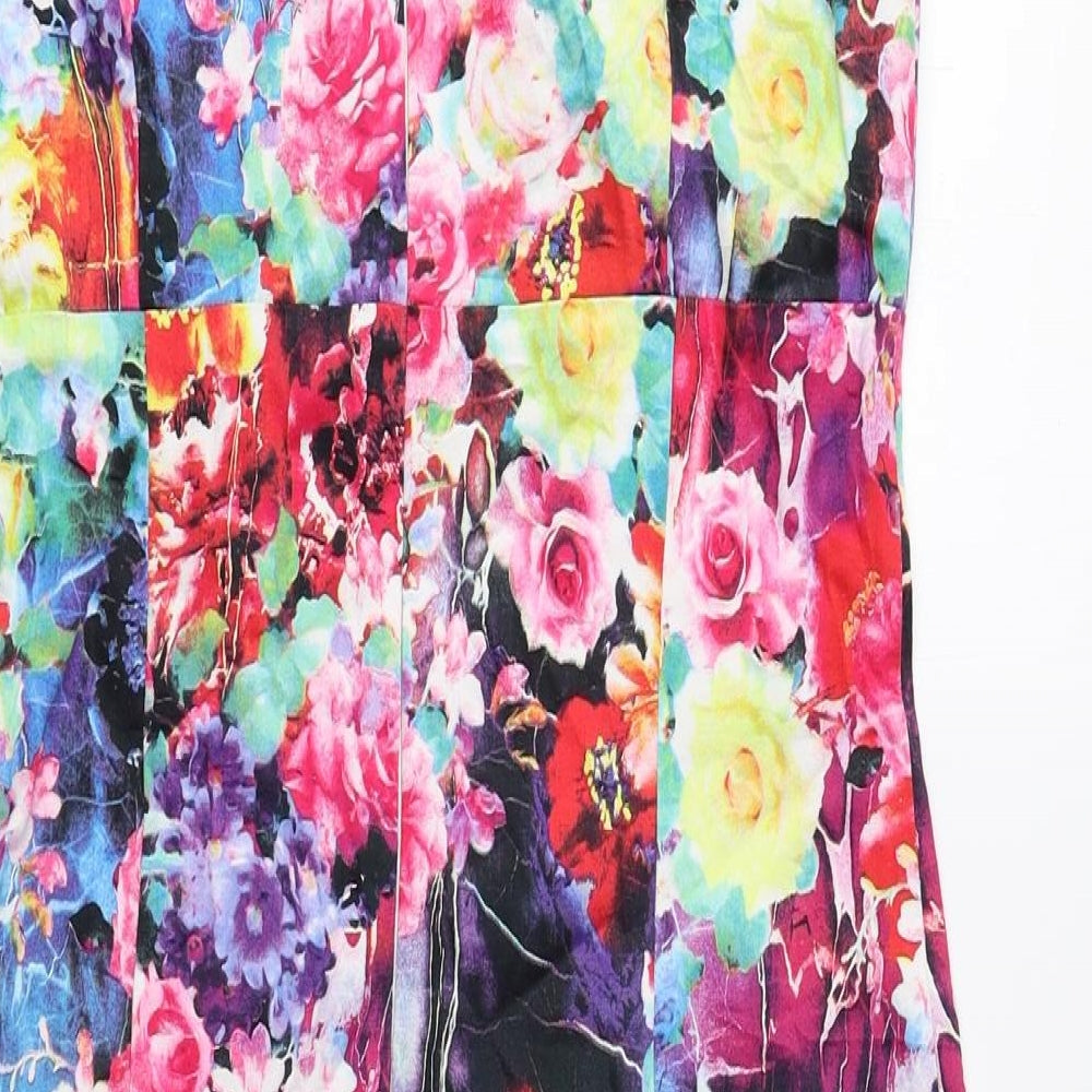 TANNER STREET Womens Multicoloured Floral Cotton A-Line Size 10 Round Neck Zip