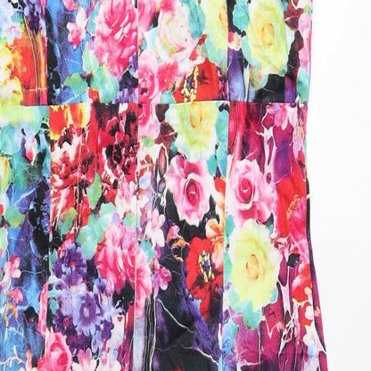 TANNER STREET Womens Multicoloured Floral Cotton A-Line Size 10 Round Neck Zip