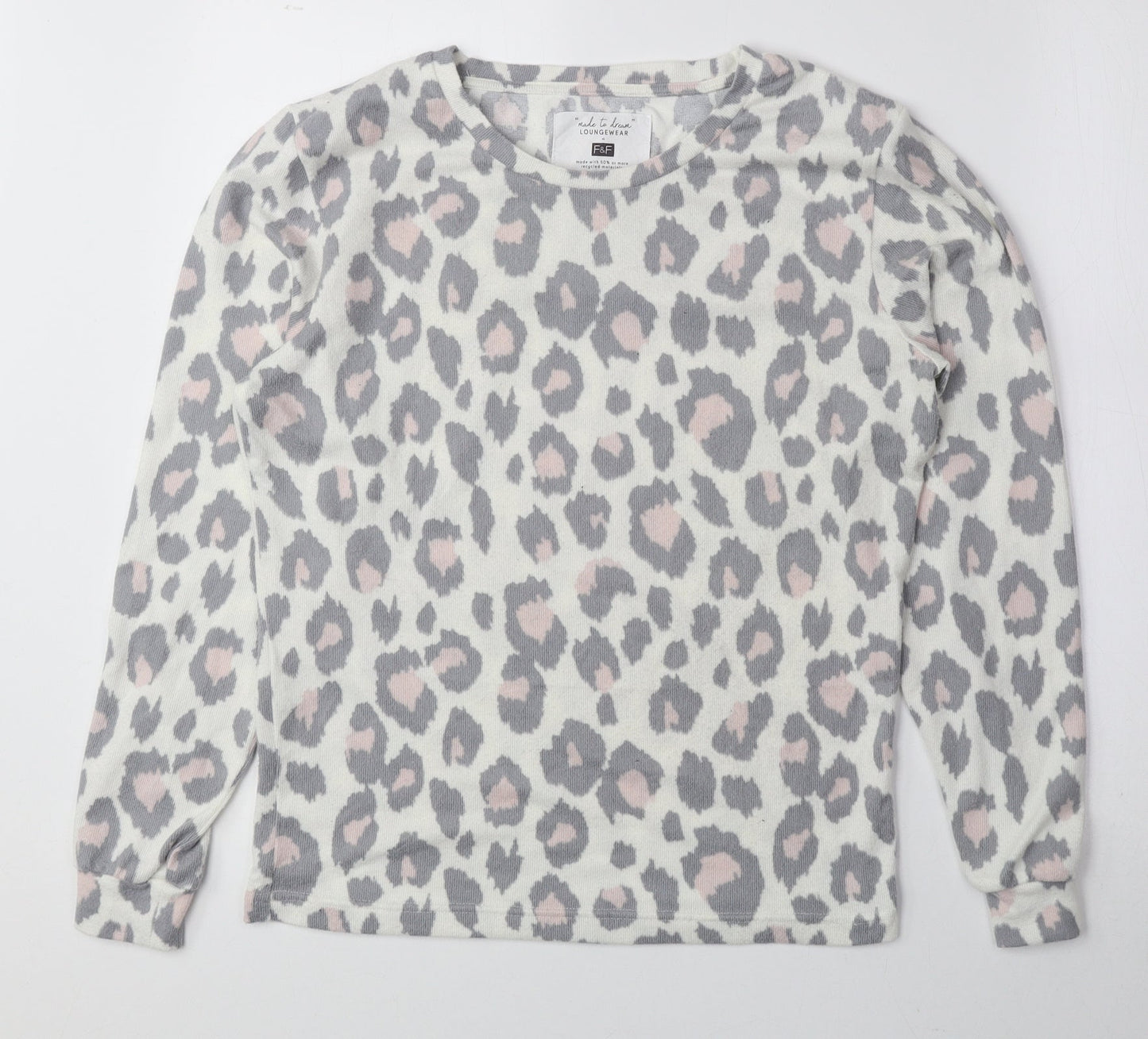 F&F Womens Multicoloured Round Neck Animal Print Polyester Pullover Jumper Size XS - Cheetah Print