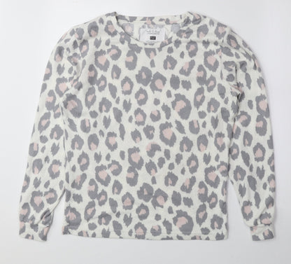 F&F Womens Multicoloured Round Neck Animal Print Polyester Pullover Jumper Size XS - Cheetah Print