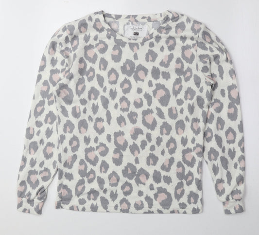 F&F Womens Multicoloured Round Neck Animal Print Polyester Pullover Jumper Size XS - Cheetah Print