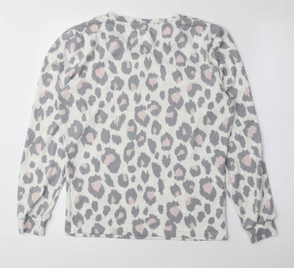 F&F Womens Multicoloured Round Neck Animal Print Polyester Pullover Jumper Size XS - Cheetah Print