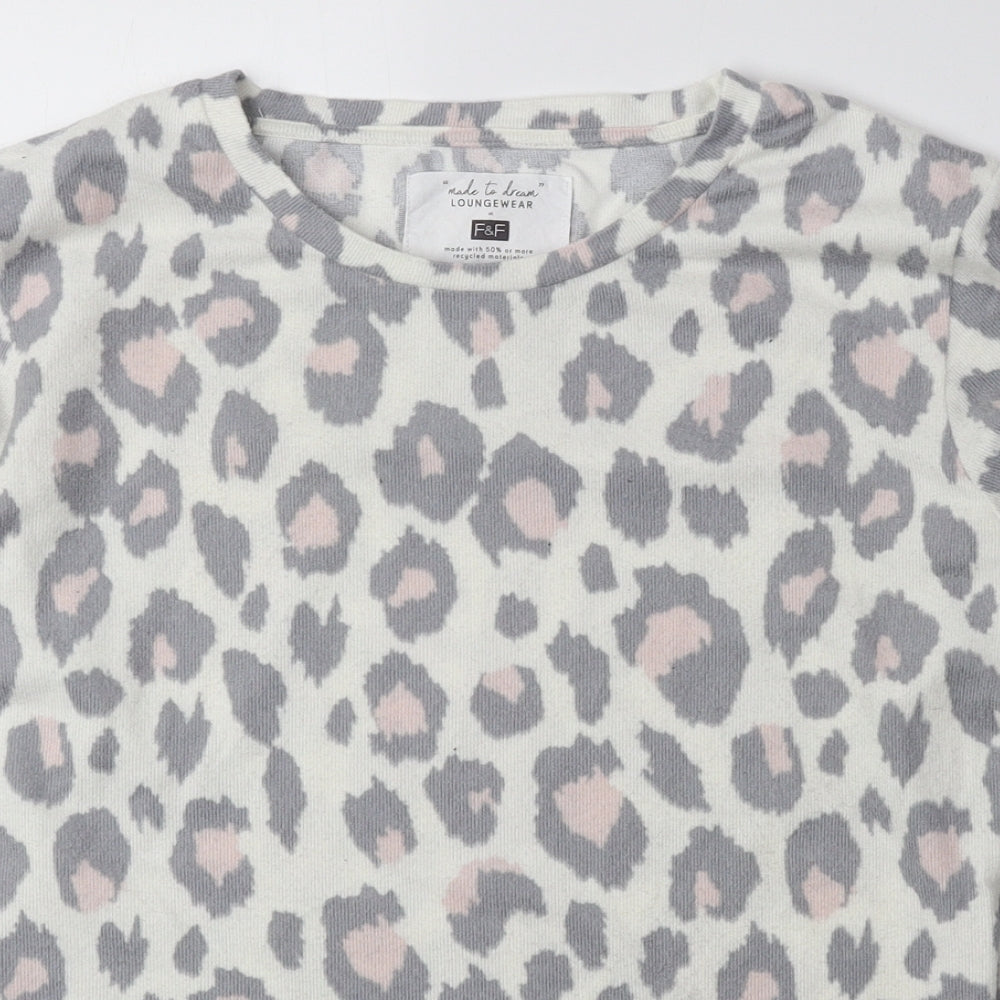 F&F Womens Multicoloured Round Neck Animal Print Polyester Pullover Jumper Size XS - Cheetah Print