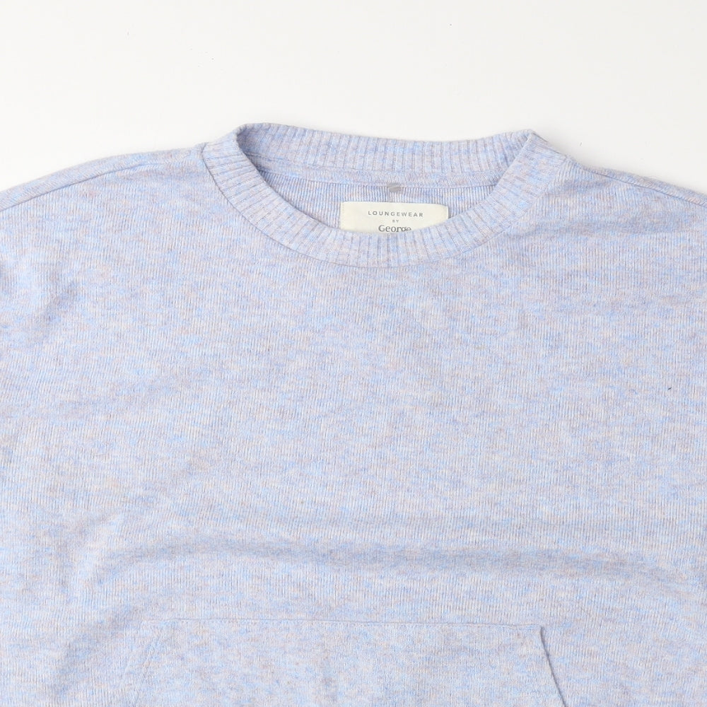 George Womens Blue Round Neck Polyester Pullover Jumper Size 8