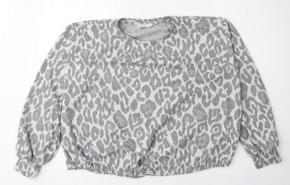 Matalan Womens Green Animal Print Polyester Pullover Sweatshirt Size S Drawstring - Cheetah Print