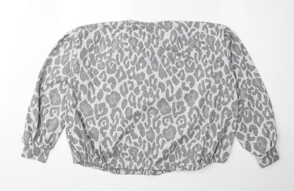 Matalan Womens Green Animal Print Polyester Pullover Sweatshirt Size S Drawstring - Cheetah Print