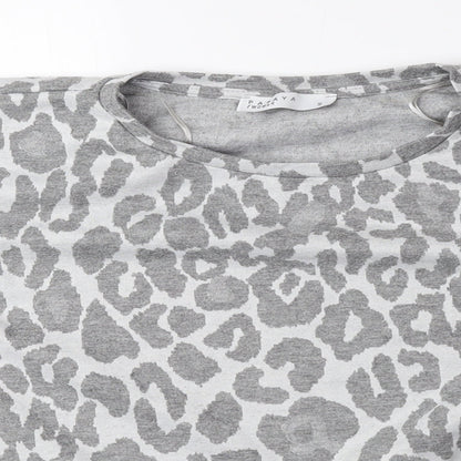 Matalan Womens Green Animal Print Polyester Pullover Sweatshirt Size S Drawstring - Cheetah Print