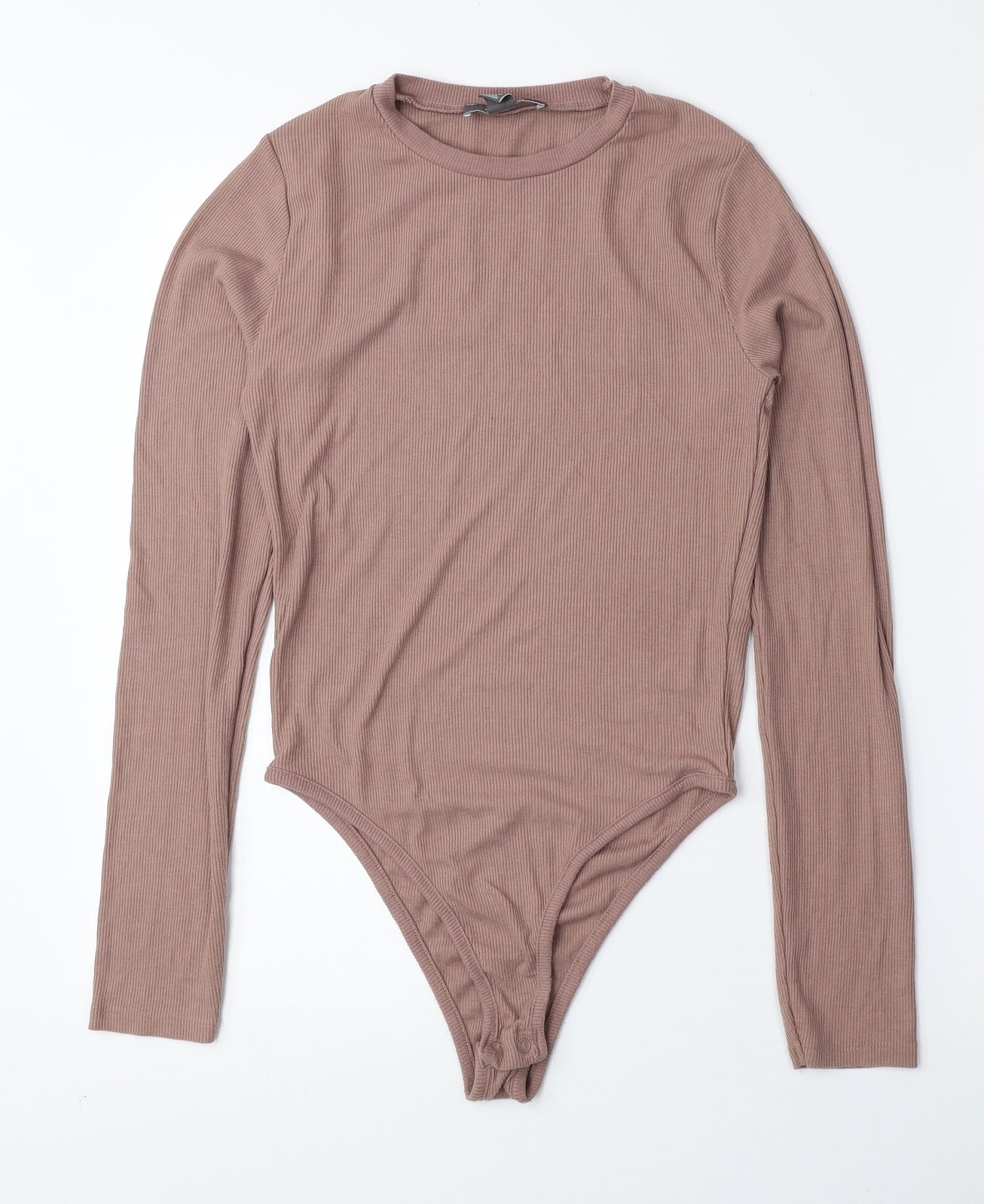 Primark Womens Pink Polyester Bodysuit One-Piece Size S Snap - Ribbed