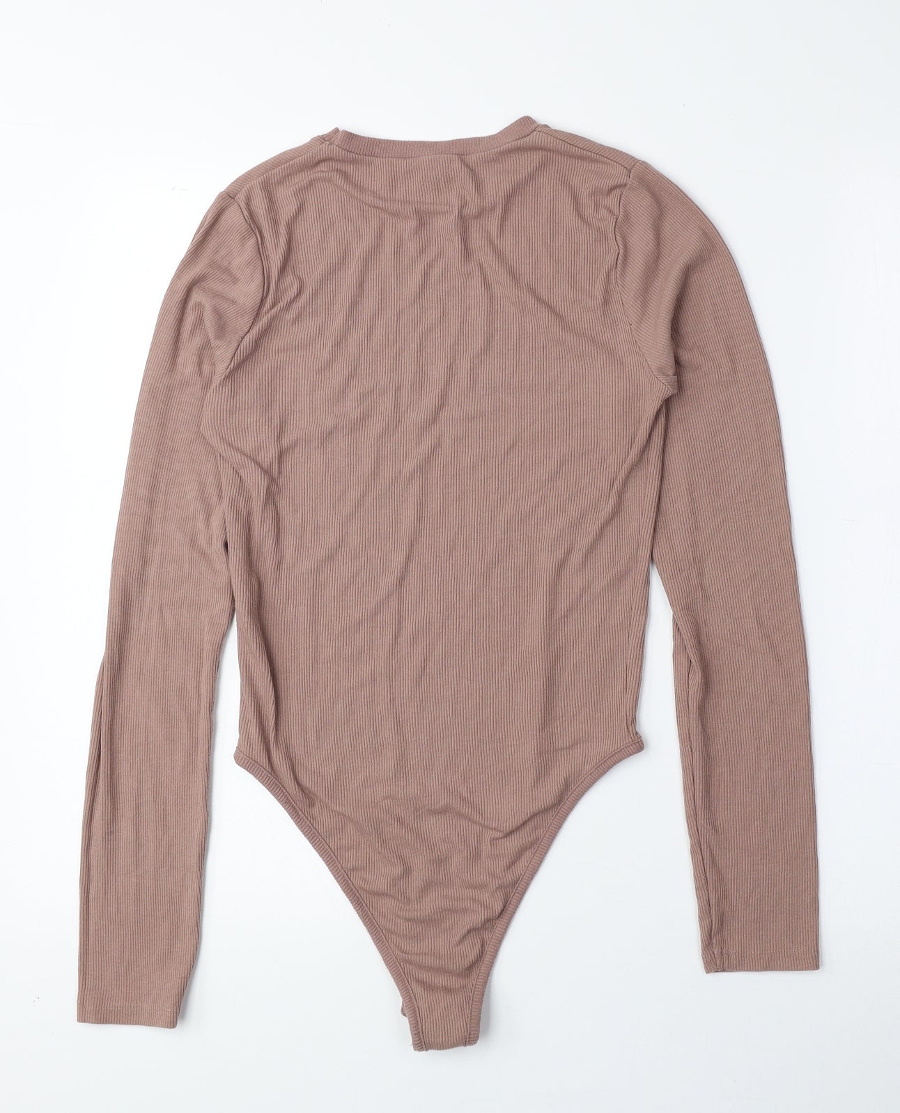 Primark Womens Pink Polyester Bodysuit One-Piece Size S Snap - Ribbed