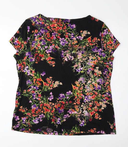 Precis Womens Multicoloured Floral Viscose Basic Blouse Size L Round Neck