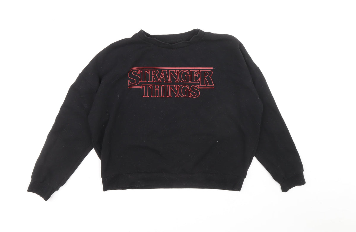 Stranger Things Womens Black Polyester Pullover Sweatshirt Size 4 Pullover