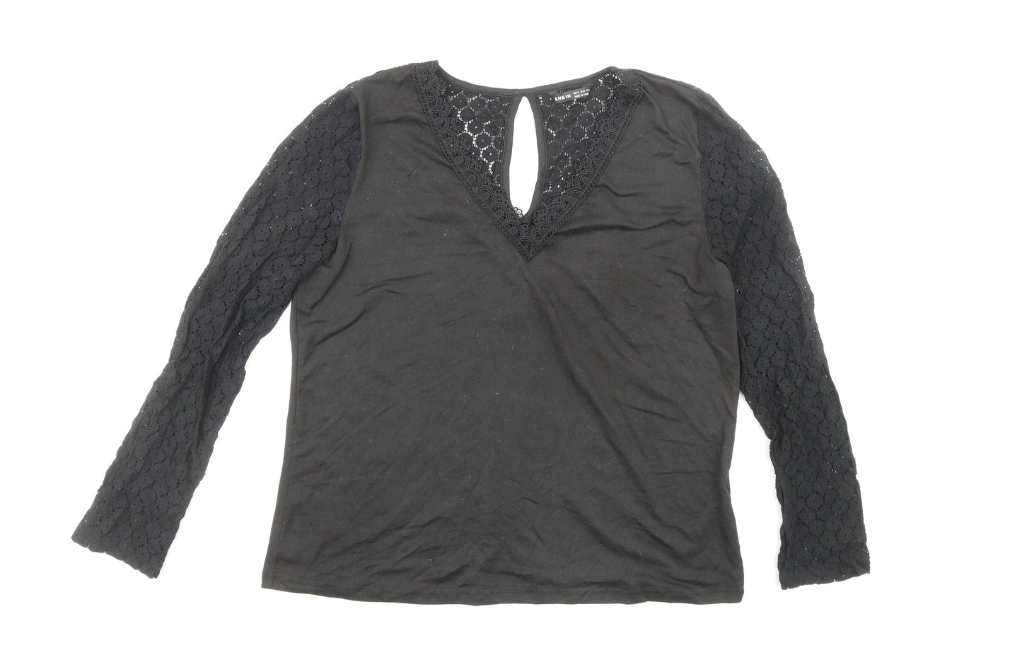 Womens UK Size M Shien Black Basic Blouse