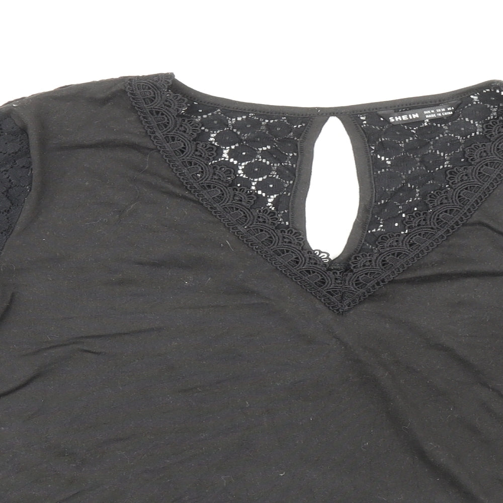 Womens UK Size M Shien Black Basic Blouse
