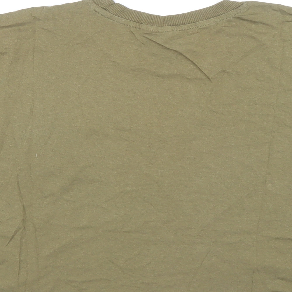 Womens UK Size M Divided Green Ringer T-Shirt