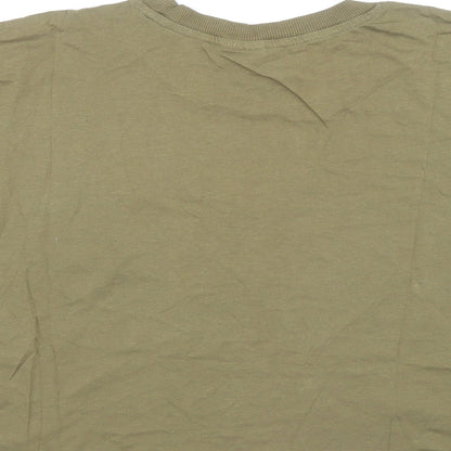 Womens UK Size M Divided Green Ringer T-Shirt