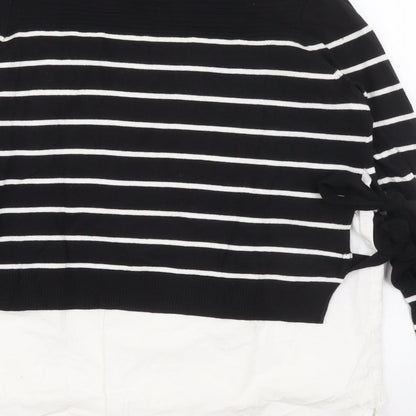 River Island Womens Black Mock Neck Striped Polylactide Pullover Jumper Size 6 - Shirt and jumper in one