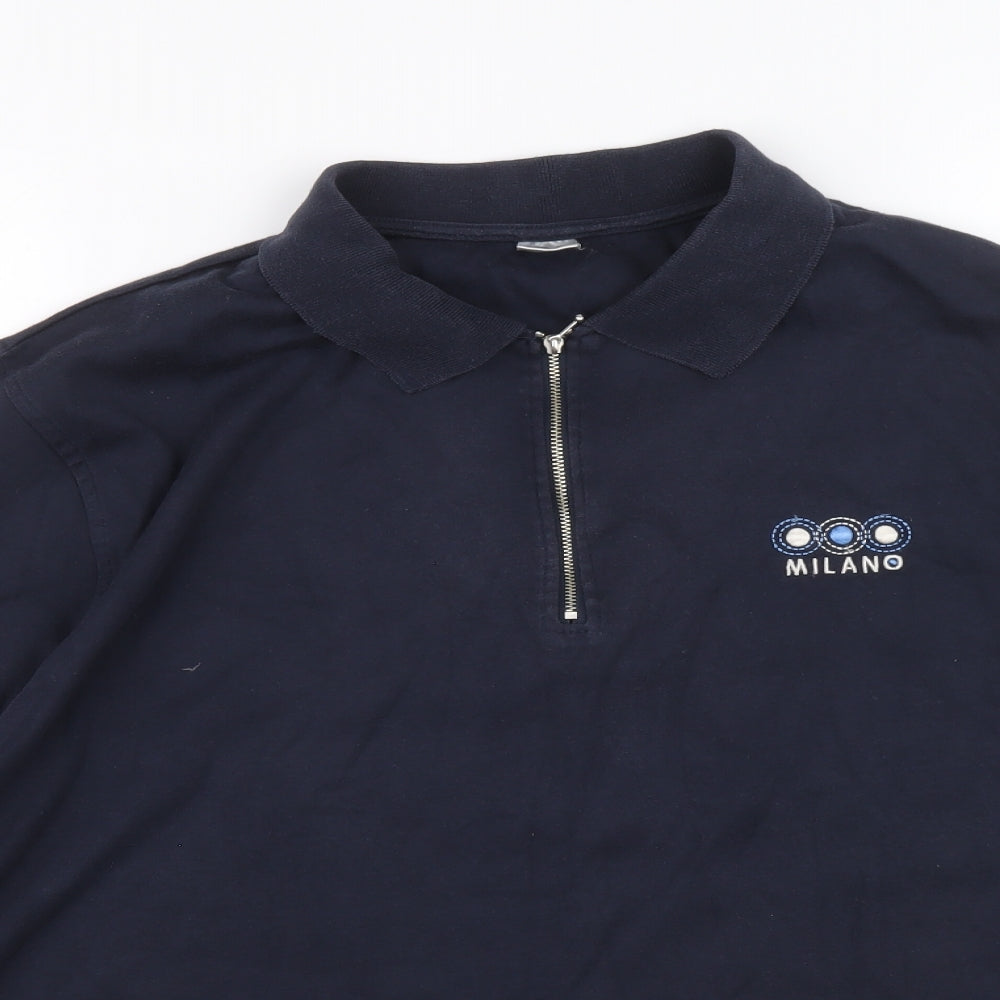Milano Mens Blue Cotton Pullover Sweatshirt Size L - Milano