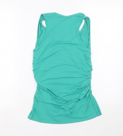 MK Womens Blue Polyester Basic Tank V-Neck - Sequin design