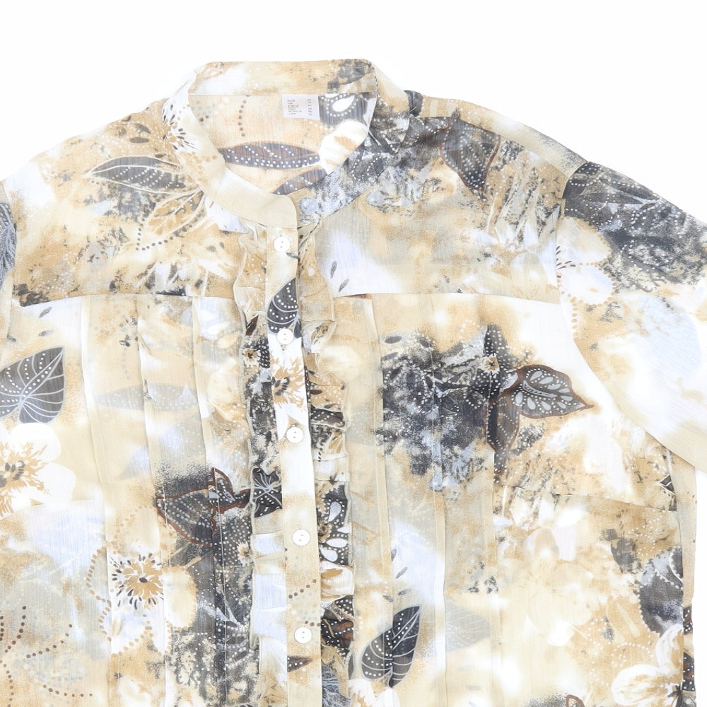 Womens UK Size 16 Preworn Beige Basic Button-Up