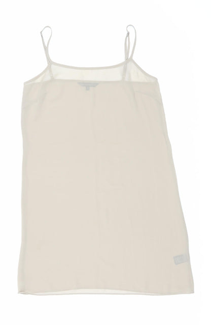 Marks and Spencer Womens Beige Polyester Slip Dress Size 10 V-Neck Pullover