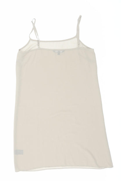 Marks and Spencer Womens Beige Polyester Slip Dress Size 10 V-Neck Pullover