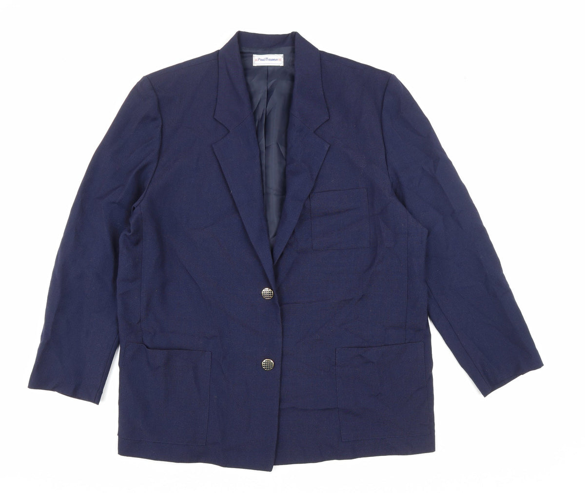 Paul Mausner Womens Blue Polyester Jacket Blazer Size 18