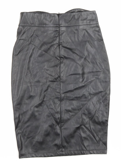 Vera and Lucy Womens Black Polyester Straight & Pencil Skirt Size XL Zip