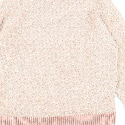 George Womens Pink Round Neck Argyle/Diamond Acrylic Pullover Jumper Size S