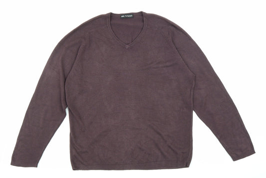 Marks and Spencer Mens Purple V-Neck Acrylic Pullover Jumper Size S