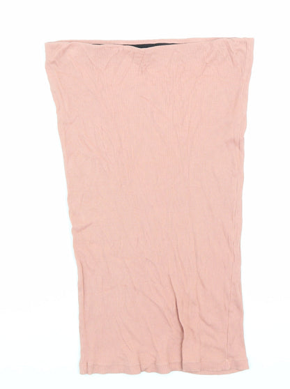 Terranova Womens Pink Cotton Straight & Pencil Skirt Size L Drawstring