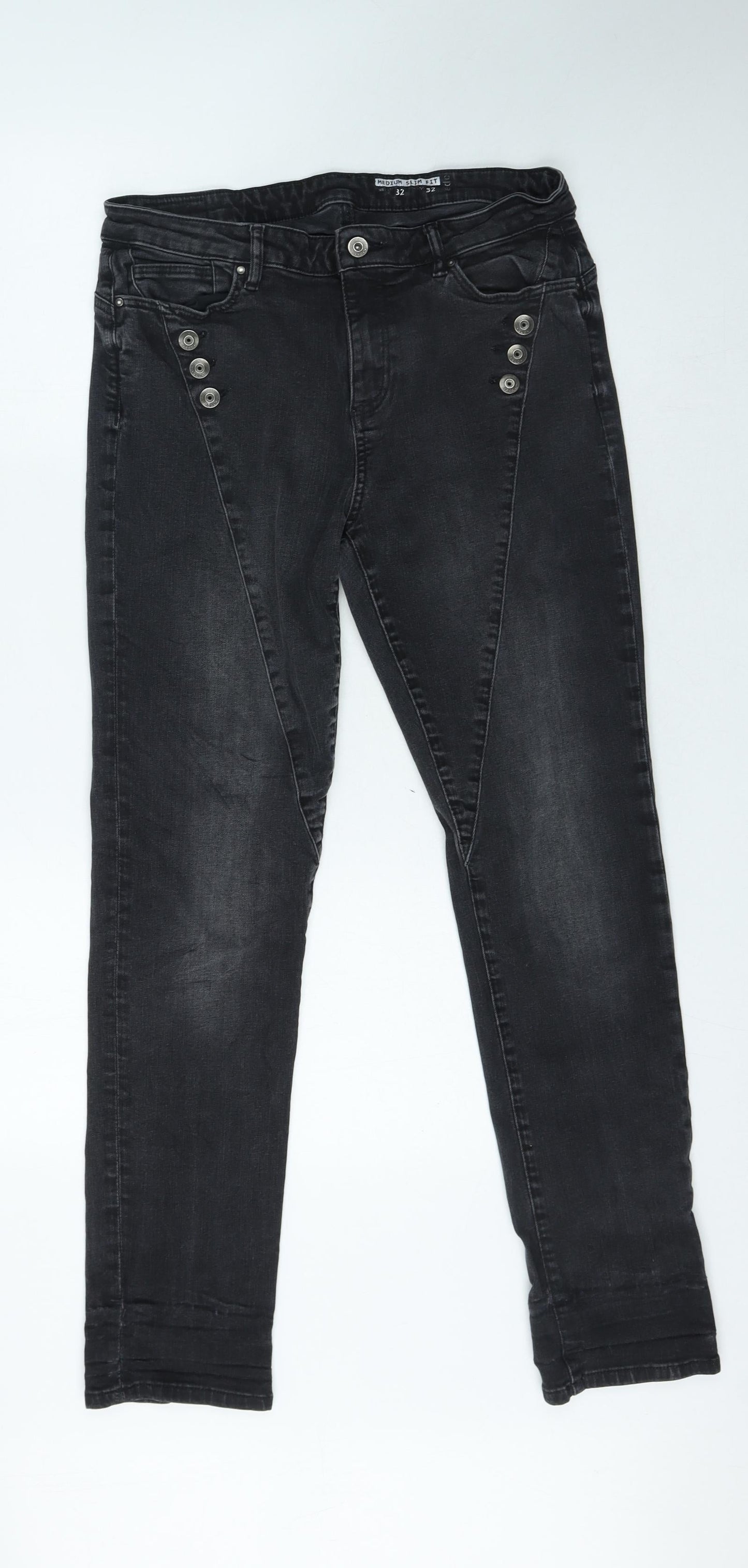 Womens UK Size 4 Preworn Slim Fit Skinny Black Jeans