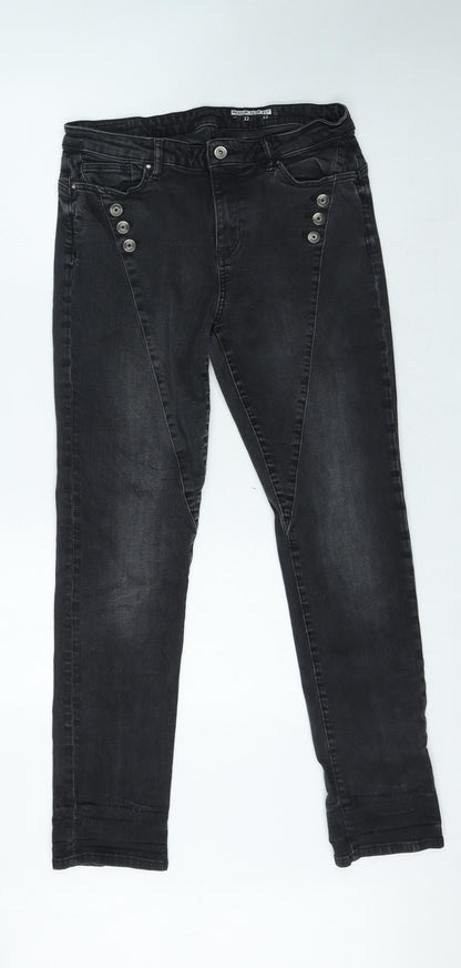 Womens UK Size 4 Preworn Slim Fit Skinny Black Jeans