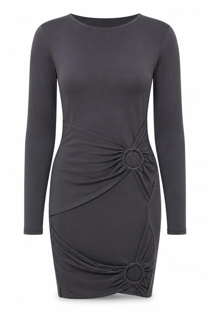 PRETTYLITTLETHING Womens Grey Polyester Bodycon Size 8 Round Neck Pullover