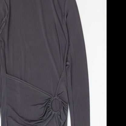 PRETTYLITTLETHING Womens Grey Polyester Bodycon Size 8 Round Neck Pullover