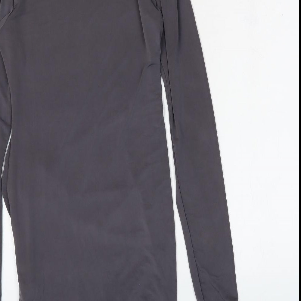 PRETTYLITTLETHING Womens Grey Polyester Bodycon Size 8 Round Neck Pullover