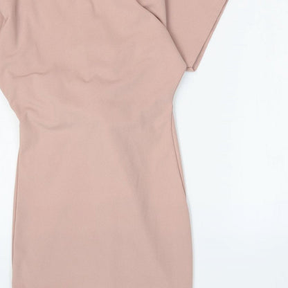 Missguided Womens Pink Polyester Bodycon Size 4 V-Neck Pullover - Knot Front