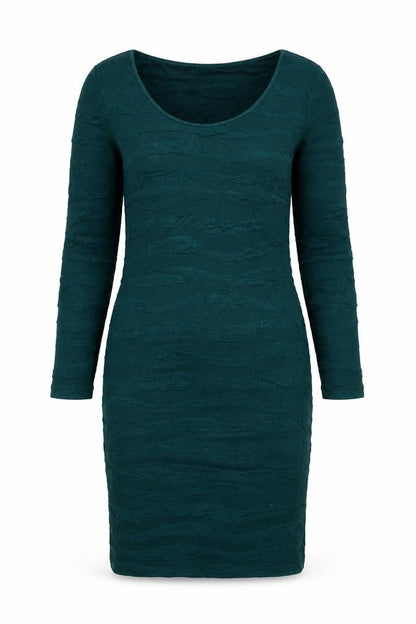 Fransa Womens Green Striped Viscose Bodycon Size S Scoop Neck Pullover