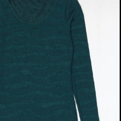 Fransa Womens Green Striped Viscose Bodycon Size S Scoop Neck Pullover