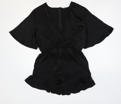 Missy Empire Womens Black Polyester Playsuit One-Piece Size S Zip
