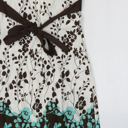 Charlotte Russe Womens White Floral 100% Cotton A-Line Size M Off the Shoulder Zip - Bandeau Dress