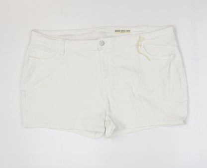 Marks and Spencer Womens White Cotton Hot Pants Shorts Size 22 L4 in Regular Zip